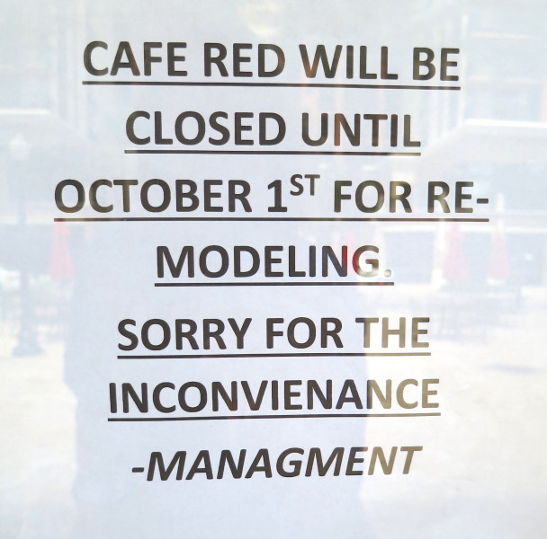 Cafe Red Closed