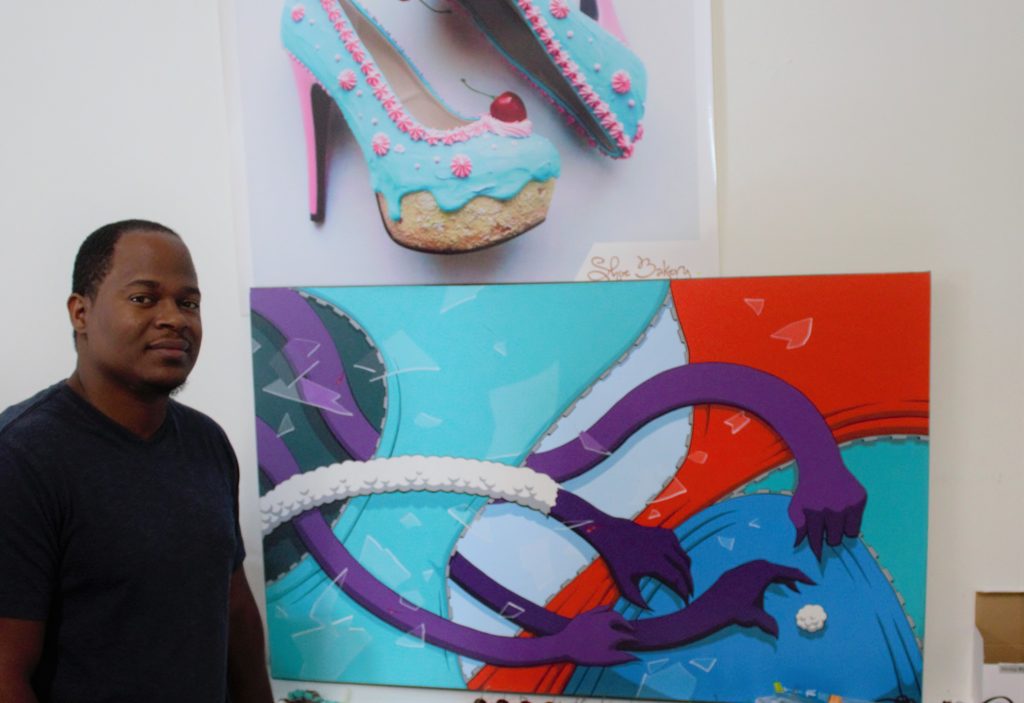 Campbell with one of his 2D pieces