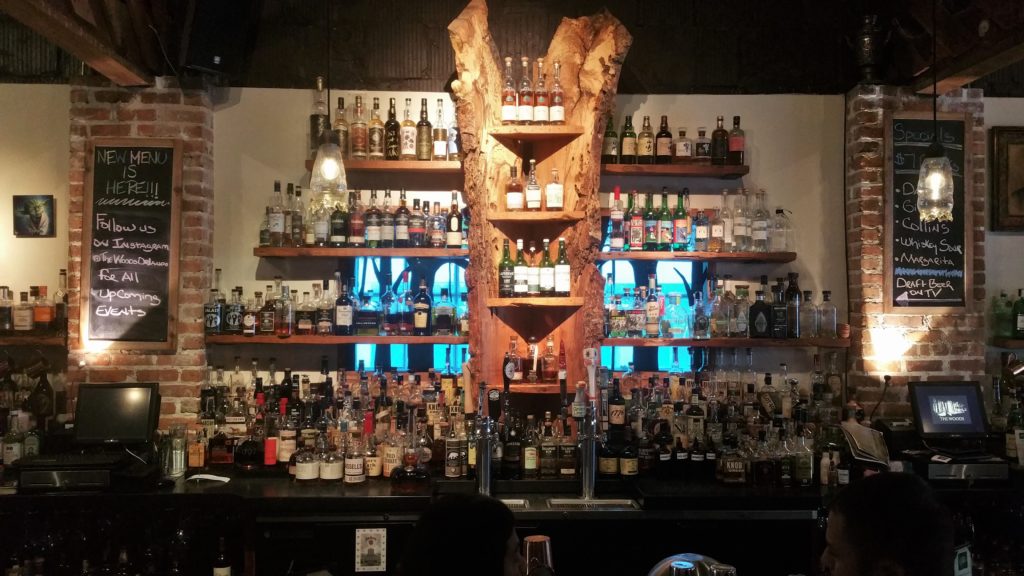 The bar at the Woods was made using wood from a tree felled by Hurricane Charlie. 