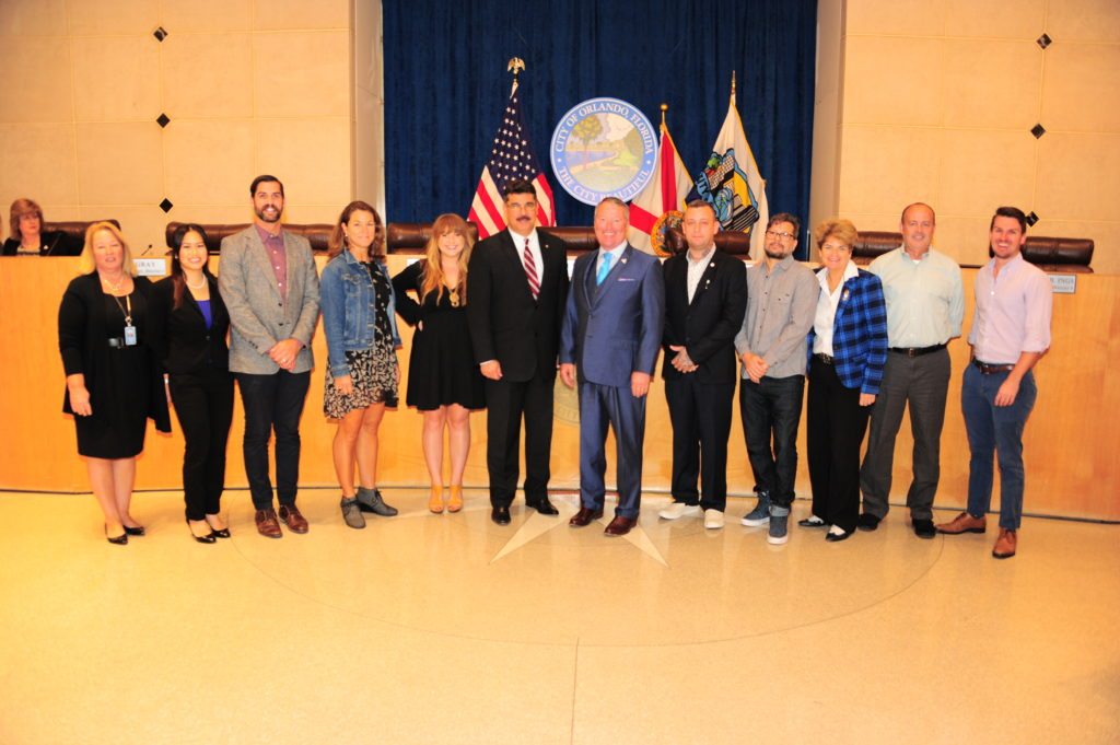 Orlando Mayor Buddy Dyer, District 2 City Commissioner Tony Ortiz, District 4 City Commissioner Patty Sheehan, Orlando Main Street Administrator Pauline Eaton and The Milk District Board of Directors.