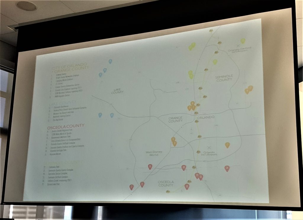 Map of all of the venues managed by Orlando Venues. Apologies for the photo quality.