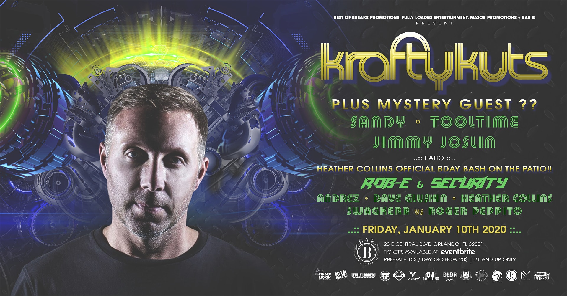 Krafty Kuts Rob E Security Sandy Tooltime And More At Bar B Jan 10 Bungalower