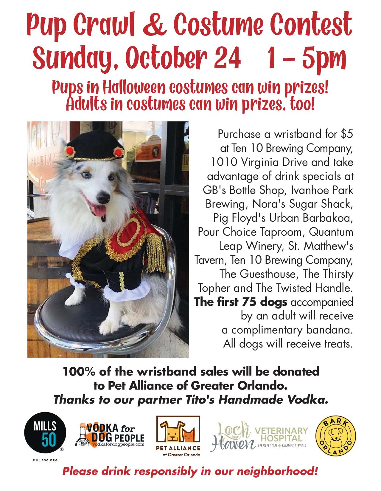 Pup Crawl & Costume Contest flyer